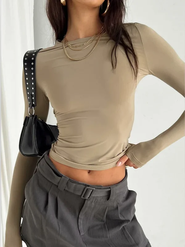 y2k style cropped long sleeve t shirt