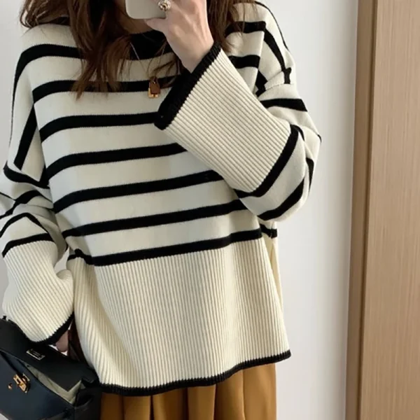 women striped loose warm sweater