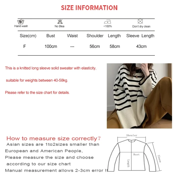 women striped loose warm sweater