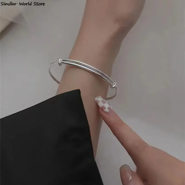 fashion vintage adjustable silver bangle bracelet