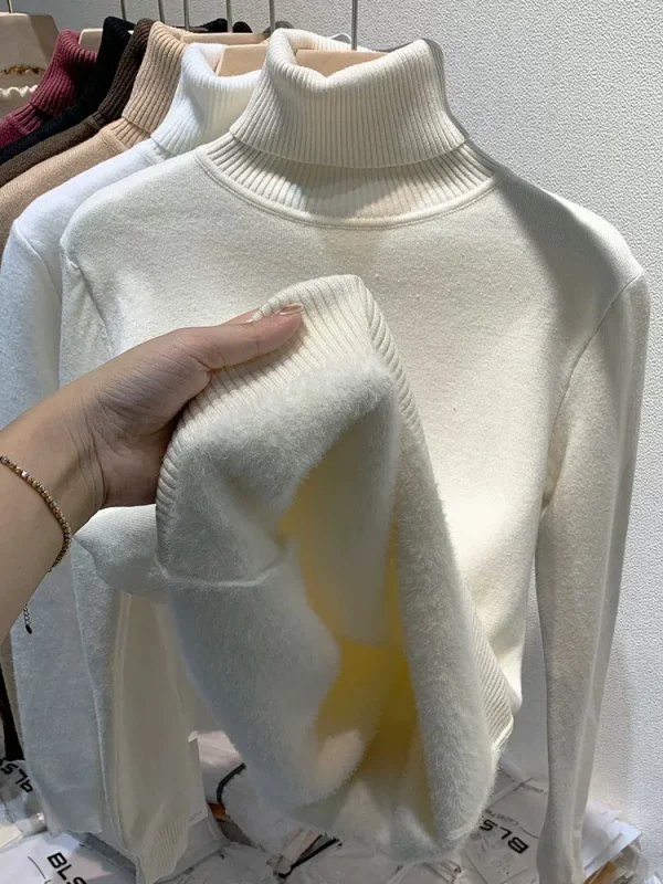cozy velvet lined turtleneck sweater