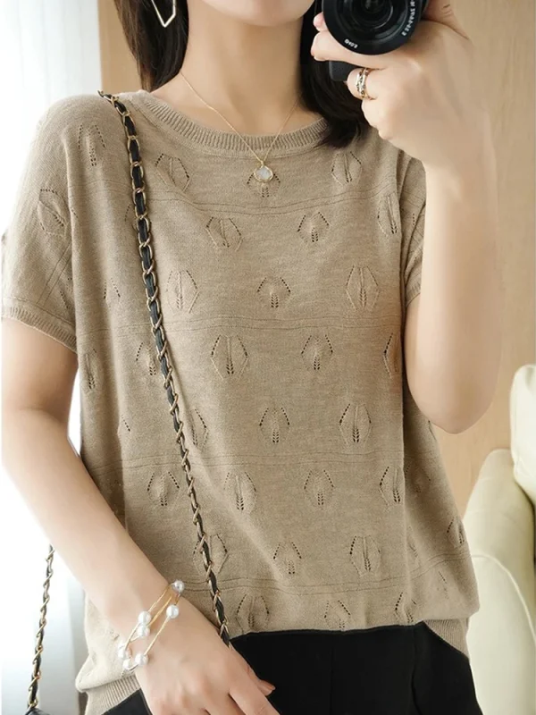 summer short sleeve knitted pullover