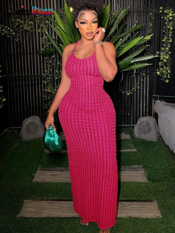 puss cross bandage maxi dress
