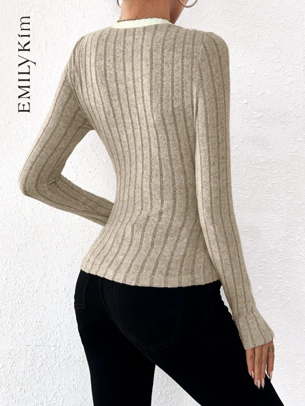 women’s casual striped knit long sleeve top