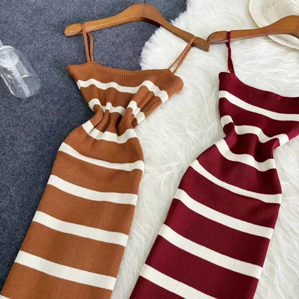 striped summer bodycon sundress