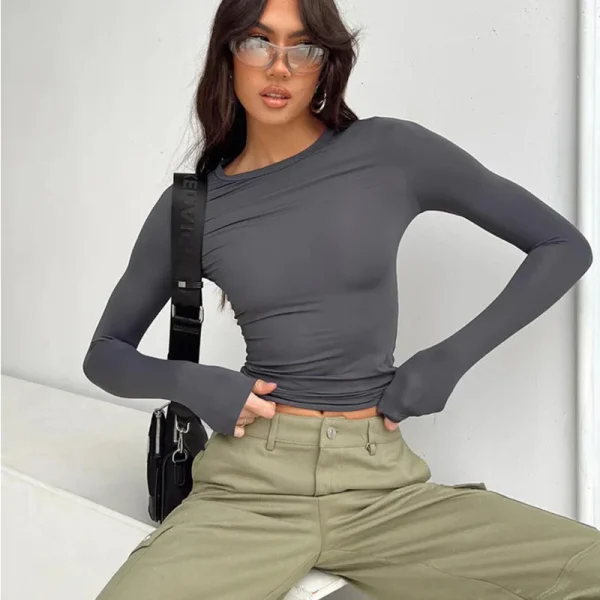 y2k style cropped long sleeve t shirt