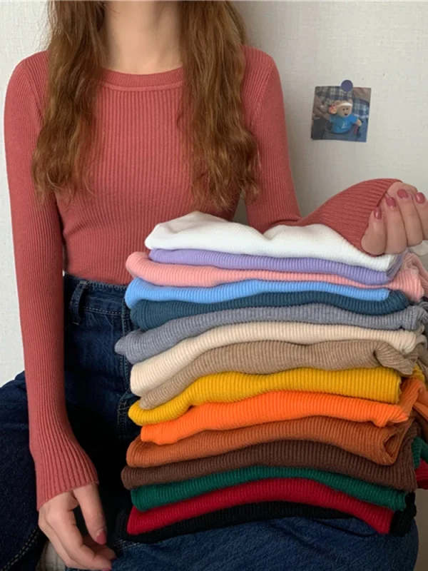 cozy solid knit sweater for women