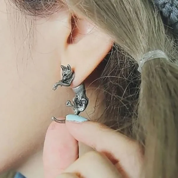 fox shaped punk stud earrings
