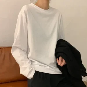 white solid color long sleeve base layer top