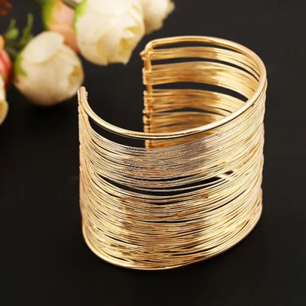 women's multilayer metal wire cuff bracelet