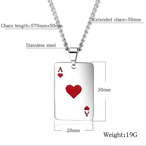 ace of spades stainless steel necklace