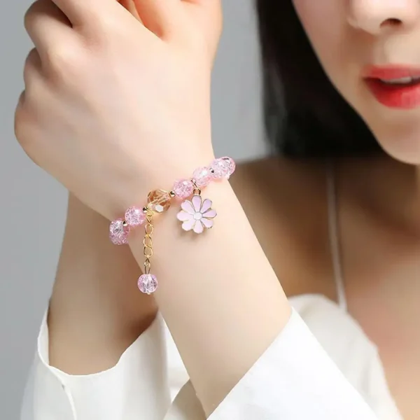 colorful daisy flower beaded bracelet