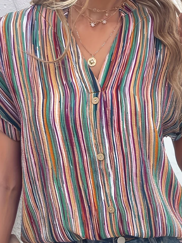 plus size striped print blouse