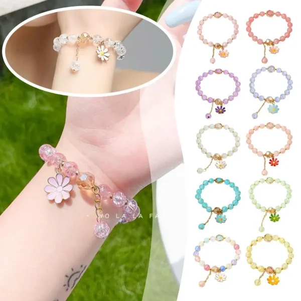 colorful daisy flower beaded bracelet