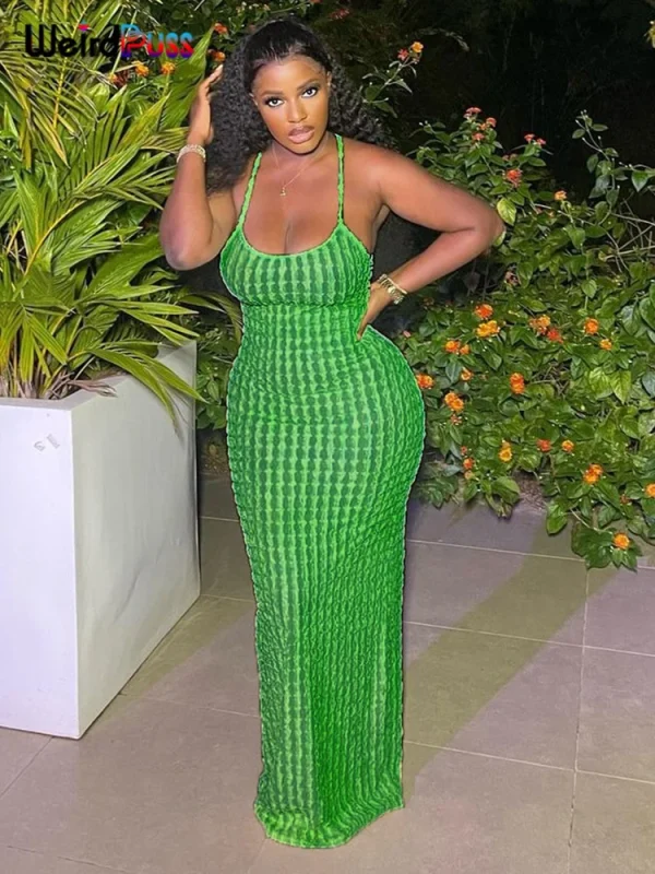 puss cross bandage maxi dress
