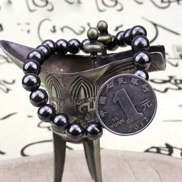 black magnetic hematite stone bracelet