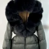 women’s real fox fur hooded parka with 90% white duck down