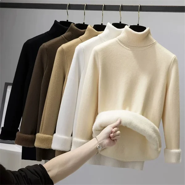 cozy velvet lined turtleneck sweater