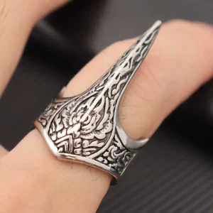 creative flame totem men’s eagle mouth punk armor open ring