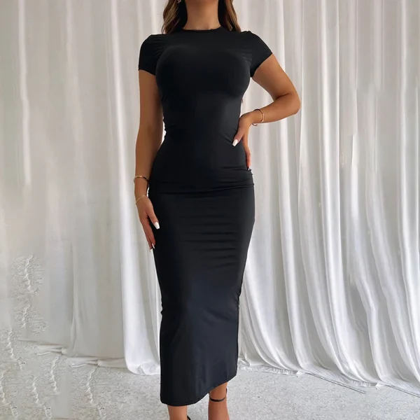 short sleeve slim fit maxi dress