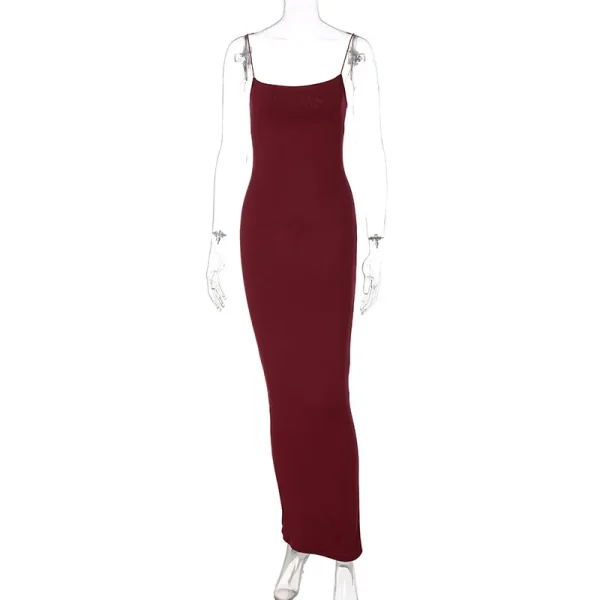 autumn winter solid strap midi dress