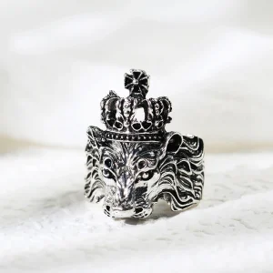 vintage crown lion ring