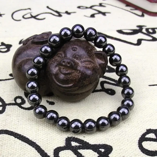 black magnetic hematite stone bracelet