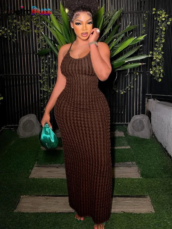puss cross bandage maxi dress