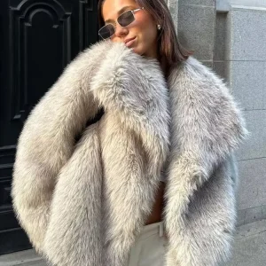 women's faux fur plush jacket