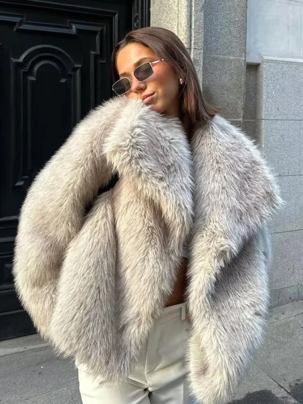 women's faux fur plush jacket