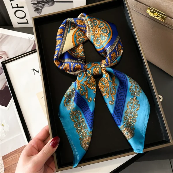 printed women's silk feel scarf