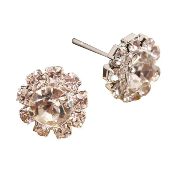 elegant sunflower rhinestone stud earrings