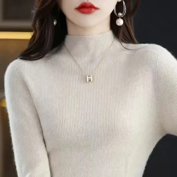 solid half turtleneck knit sweater