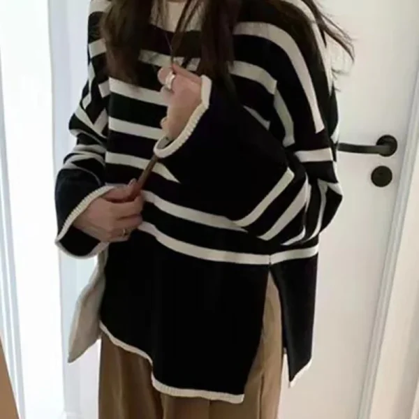 women striped loose warm sweater