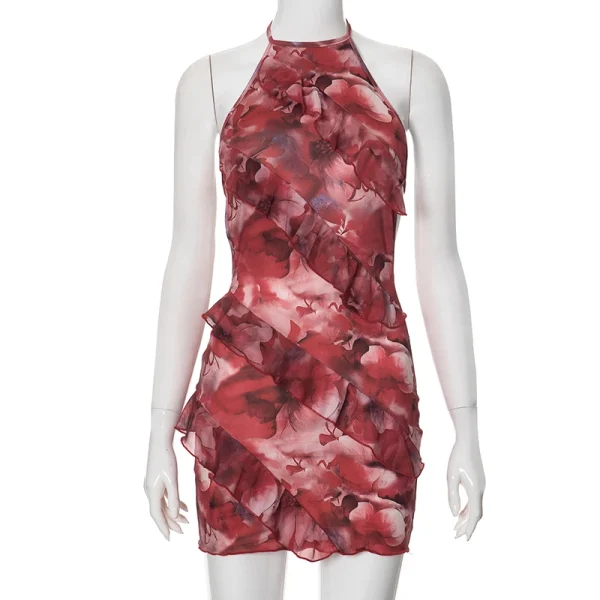 floral ruffles mini dress