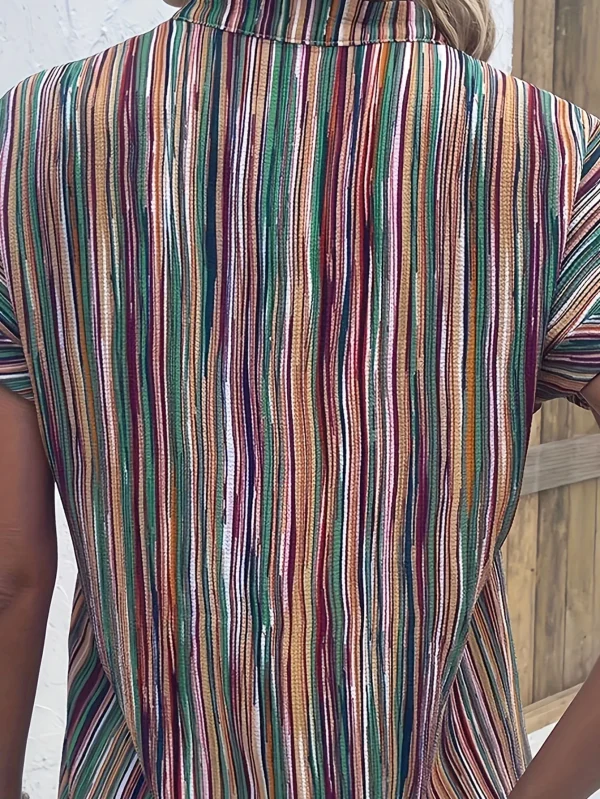 plus size striped print blouse