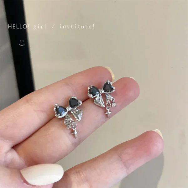 elegant bow zircon earrings