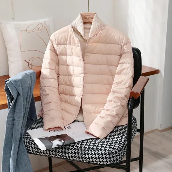 plus size autumn/winter warm women’s white duck down slim puffer jacket