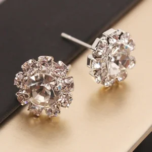 elegant sunflower rhinestone stud earrings