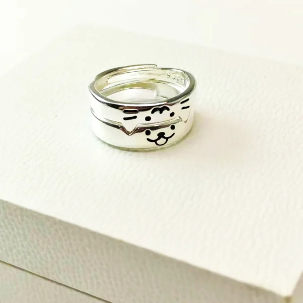 cute cat & dog couple ring