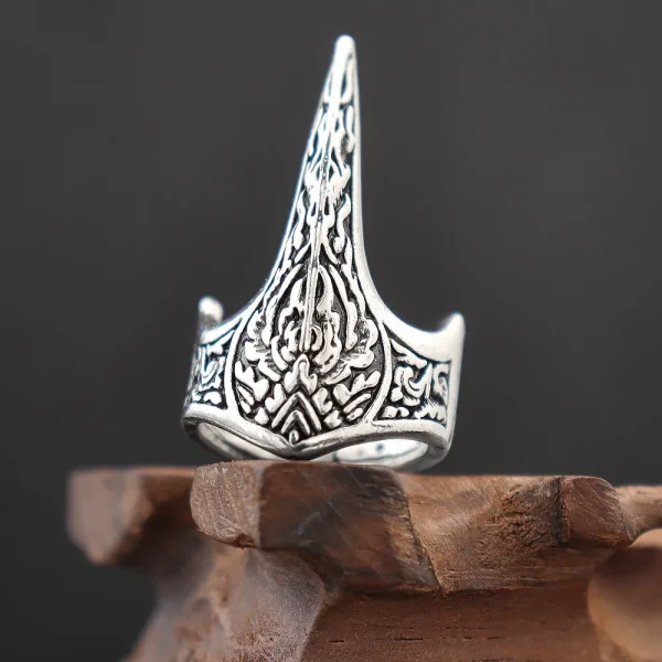 creative flame totem men’s eagle mouth punk armor open ring