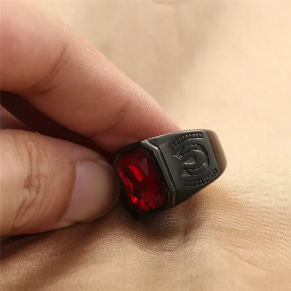 scarlet domineering geometric zircon ring