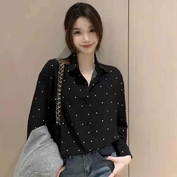 polka dot printed blouse