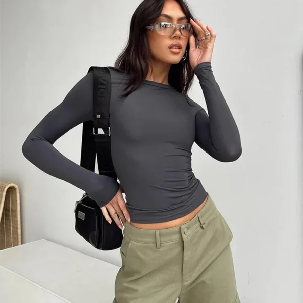 casual long sleeve solid t shirt