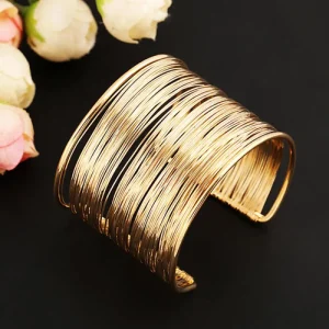 women's multilayer metal wire cuff bracelet