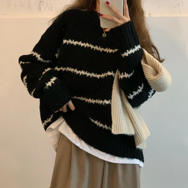 casual striped pullover sweater