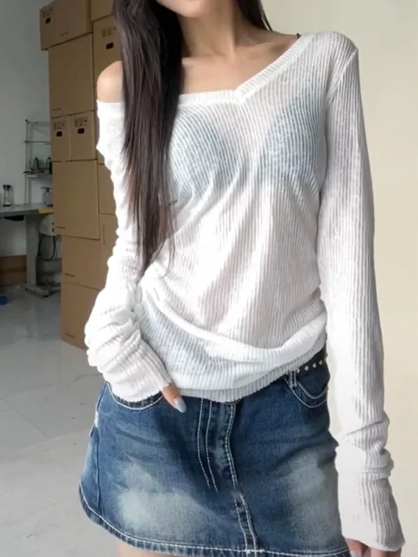 women’s long sleeve thin perspective t shirt