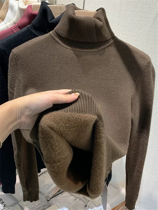 cozy velvet lined turtleneck sweater