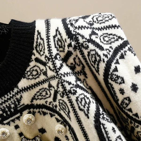 geometric knitted beaded sweater