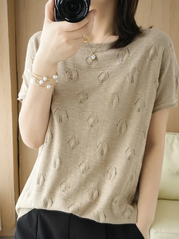 summer short sleeve knitted pullover